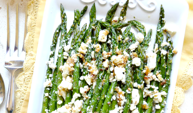 Roasted Garlic Feta Asparagus